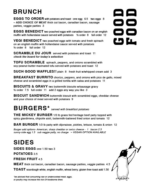 Menu — Mickey's Madison